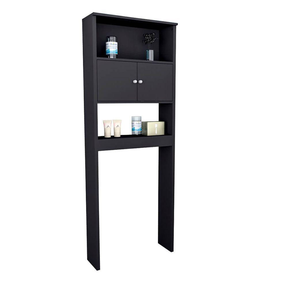 Miniatura Armário Para Banheiro Com 2 Portas E 3 Prateleiras Slim Preto