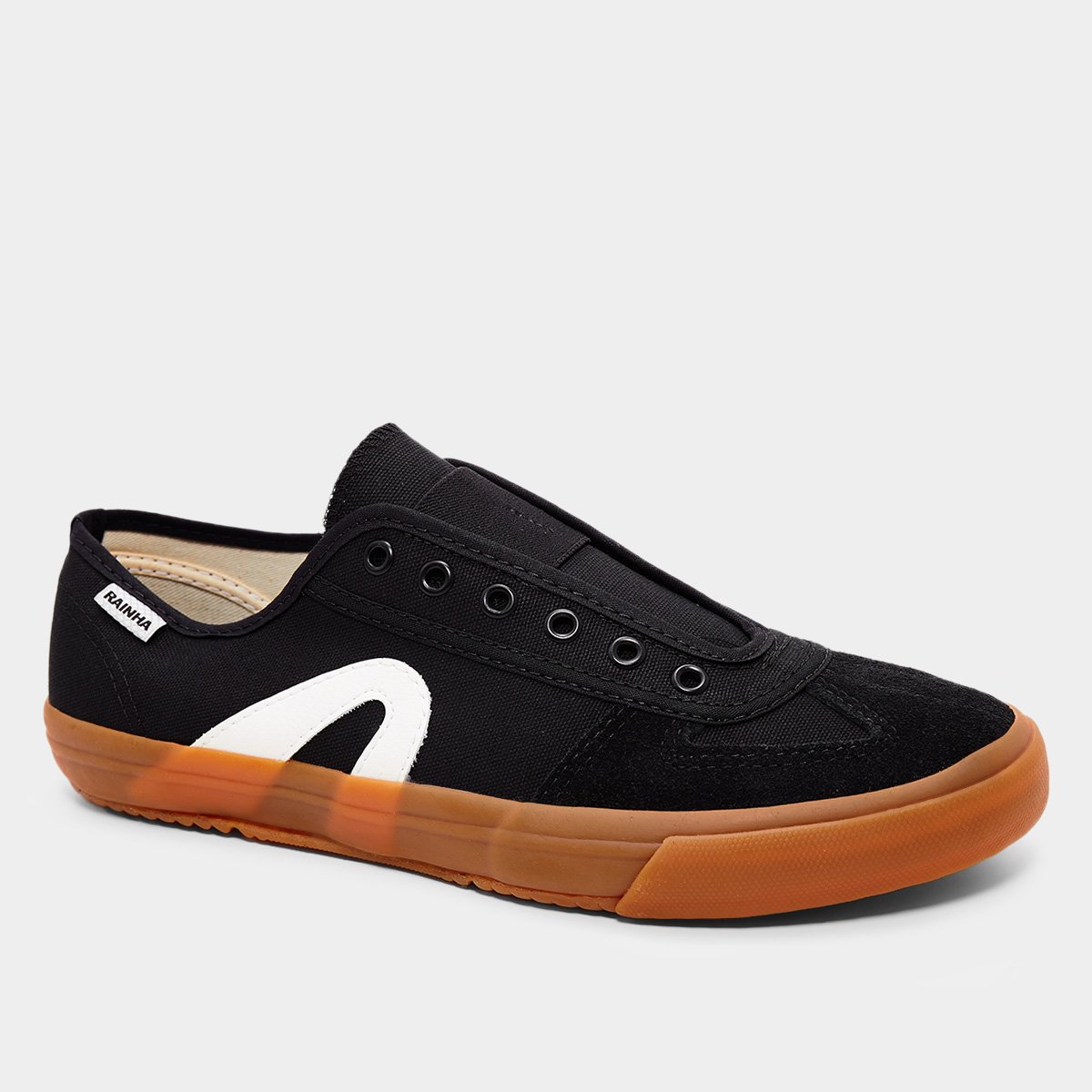 Miniatura Tênis Rainha VL 2500 Slip On Unissex Preto+Branco - 35