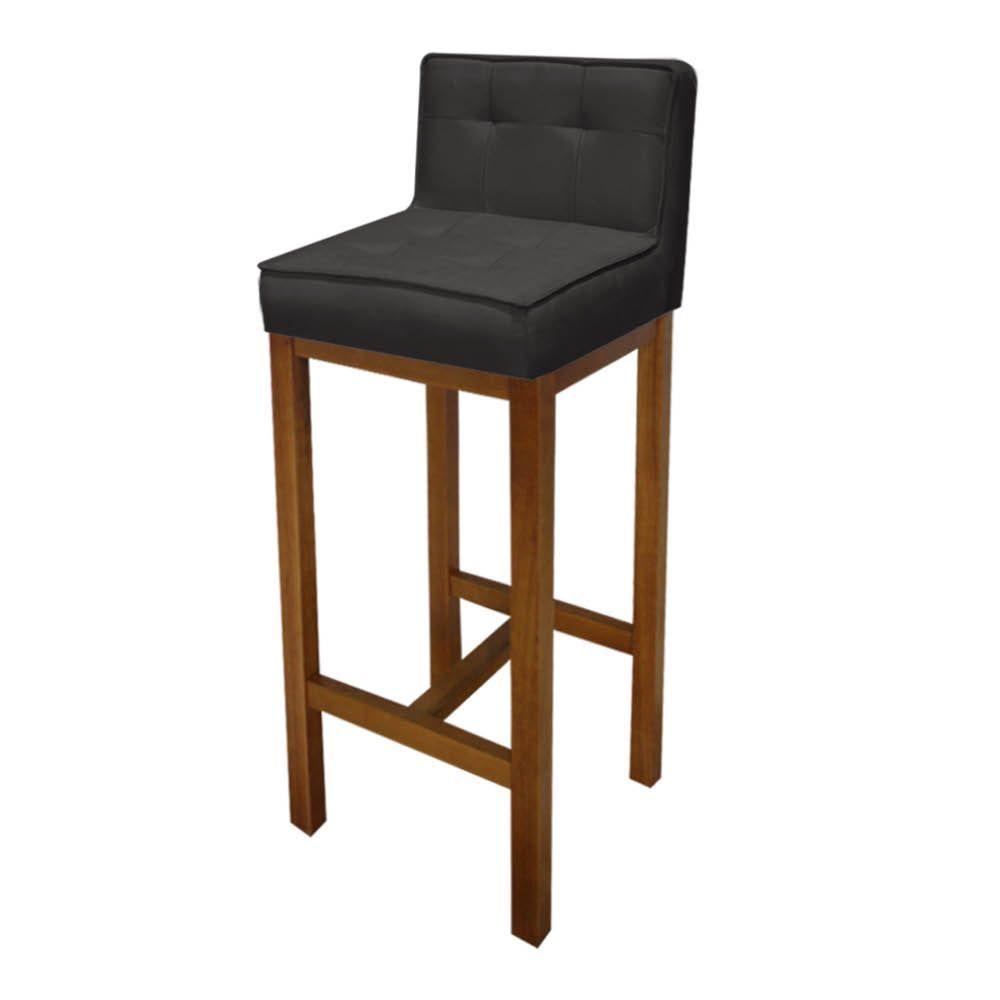 Miniatura Kit 04 Banqueta Alta Alba Cozinha Balcão Bistrô Base Madeira Rústico Suede Cinza