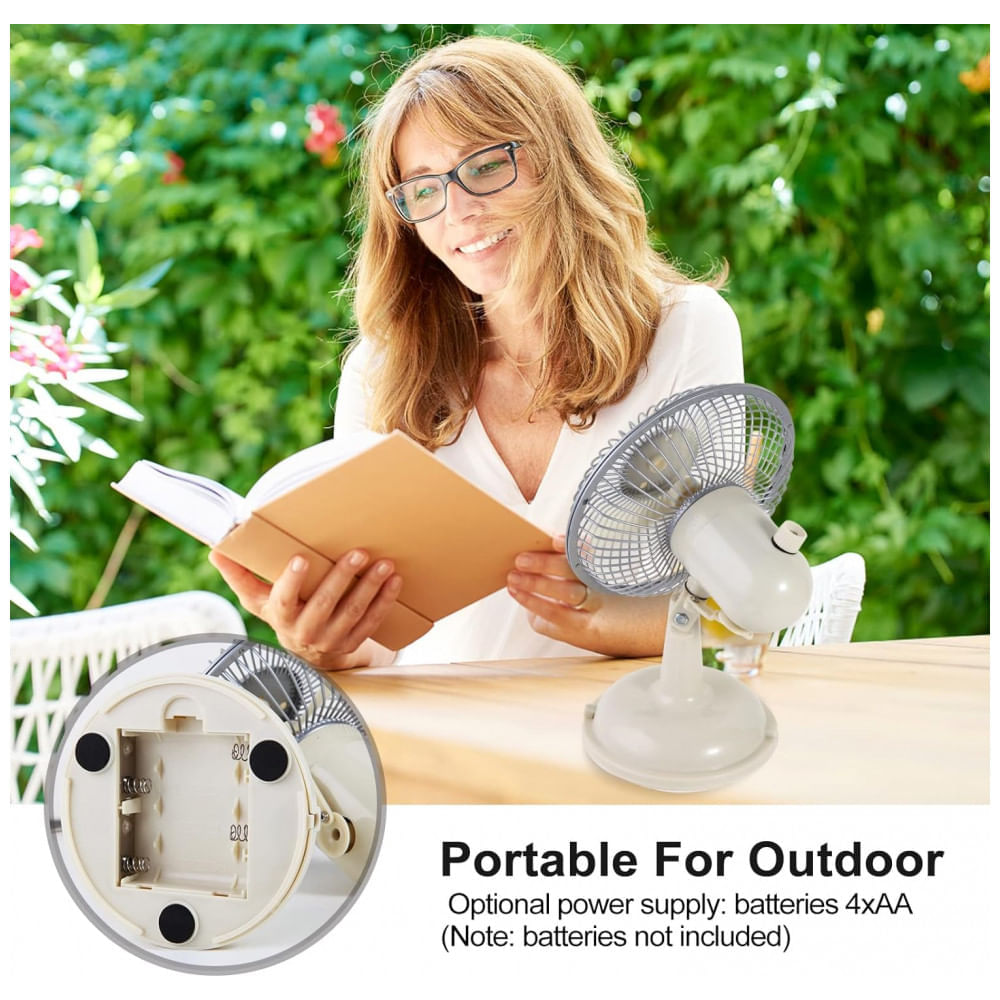 Ventilador de Mesa Portátil Retro USB com 2 Velocidades Avoeco, Branco