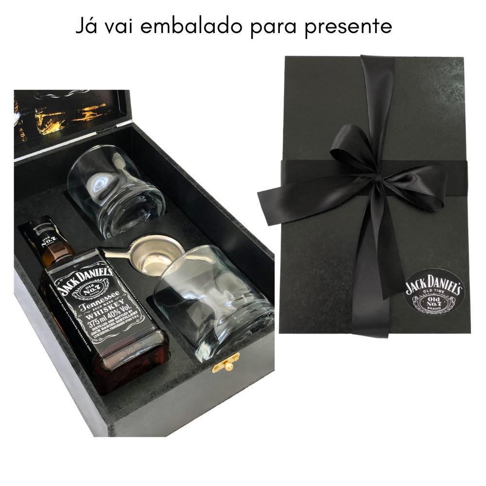 Miniatura Kit Whisky Jack Daniels Presente + 2 Copos Vidro + Dosador