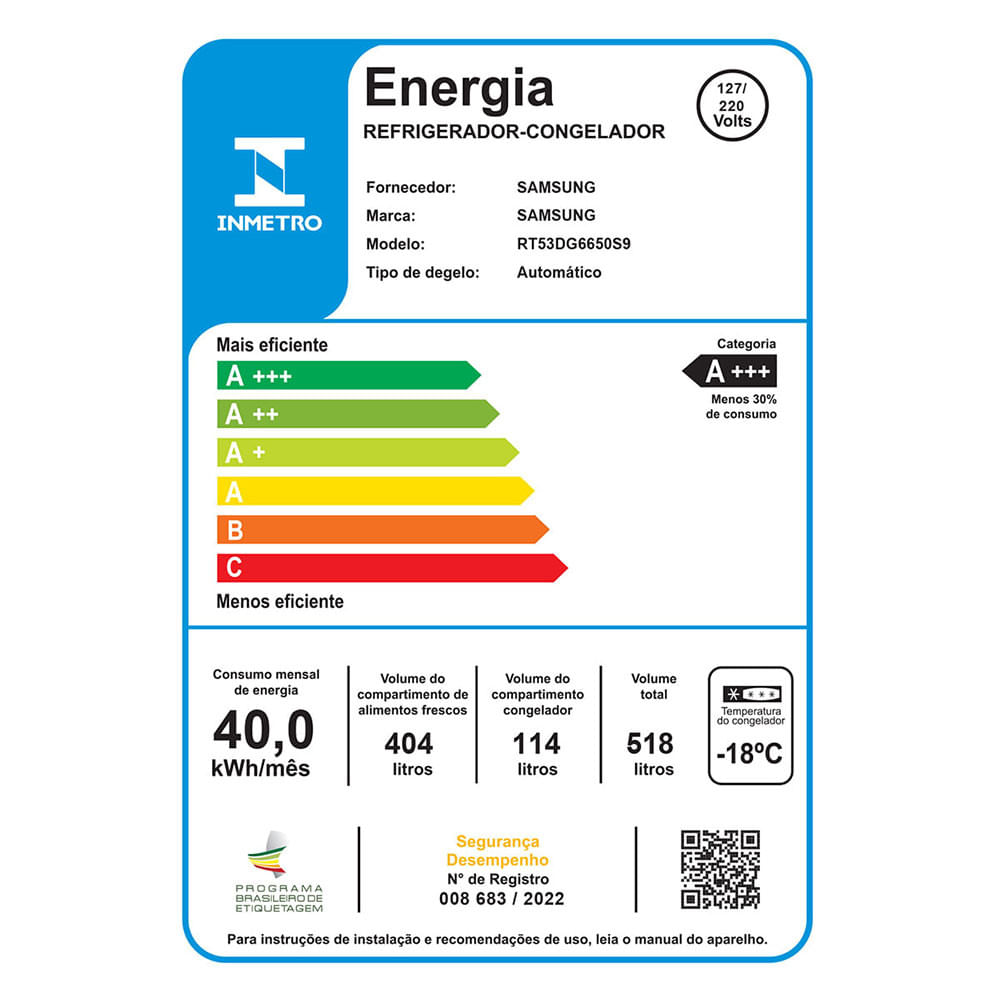Geladeira Samsung Frost Free Duplex Inverter Evolution SmartThings RT53DG6650S9FZ 518 Litros Inox Look - Bivolt