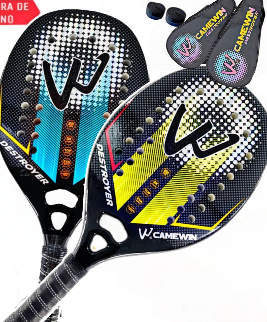 Miniatura Kit 2 Raquetes Beach Tennis Camewin 100% Fibra De Carbono 3K