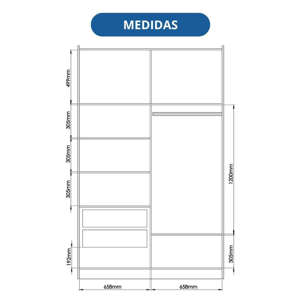Guarda-Roupa Modulado 2 Portas Infinity Cedro/ Branco - Duna