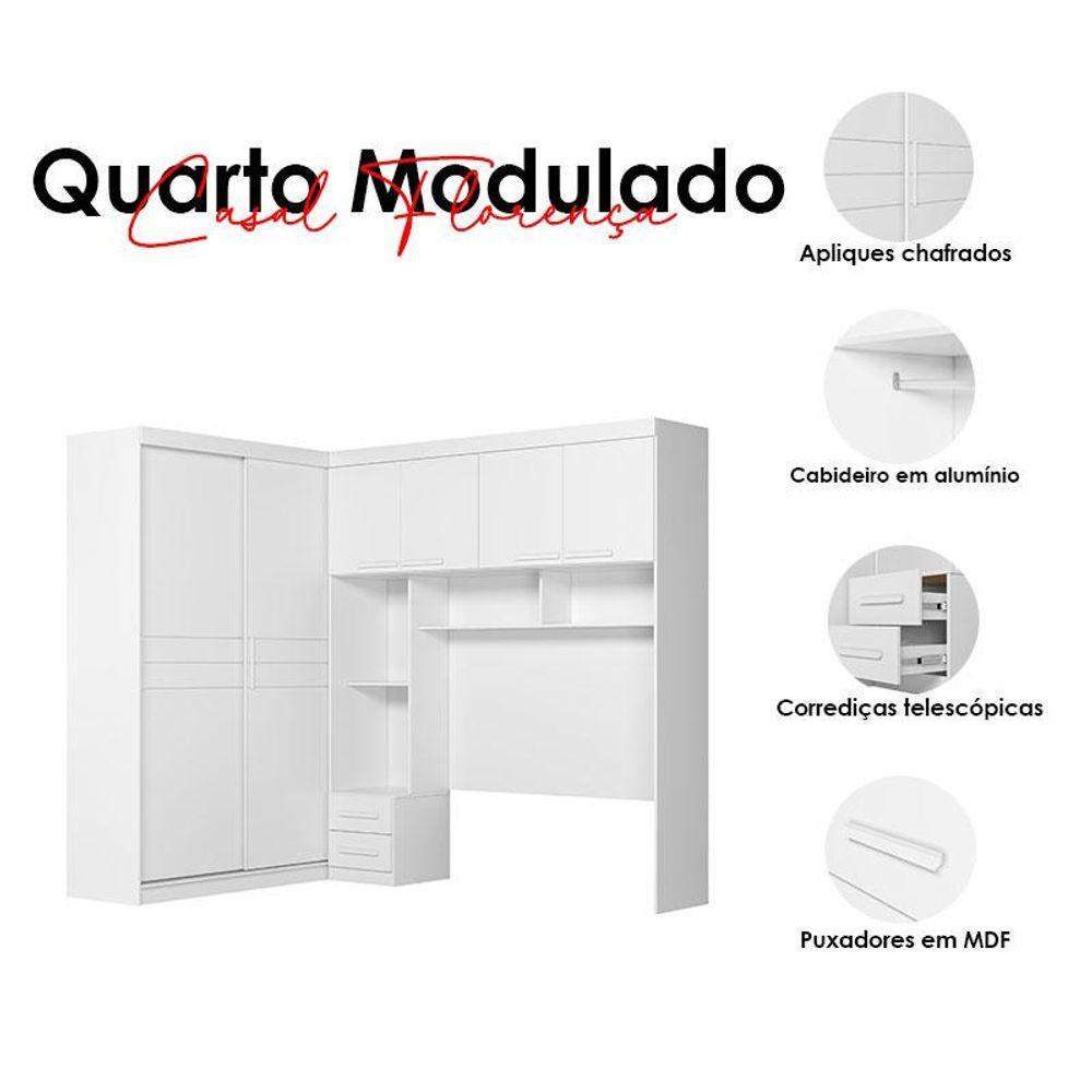 Miniatura Quarto Modulado Casal Florença Branco Brilho - Moval