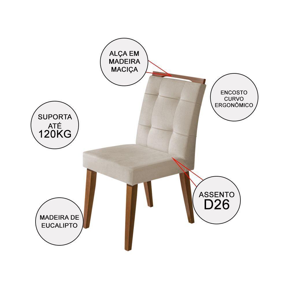 Miniatura Cadeira Jantar Luxo Agatá Estofada Veludo Bege Com Alça Madeira Maciça Imbuia - Cor: Bege