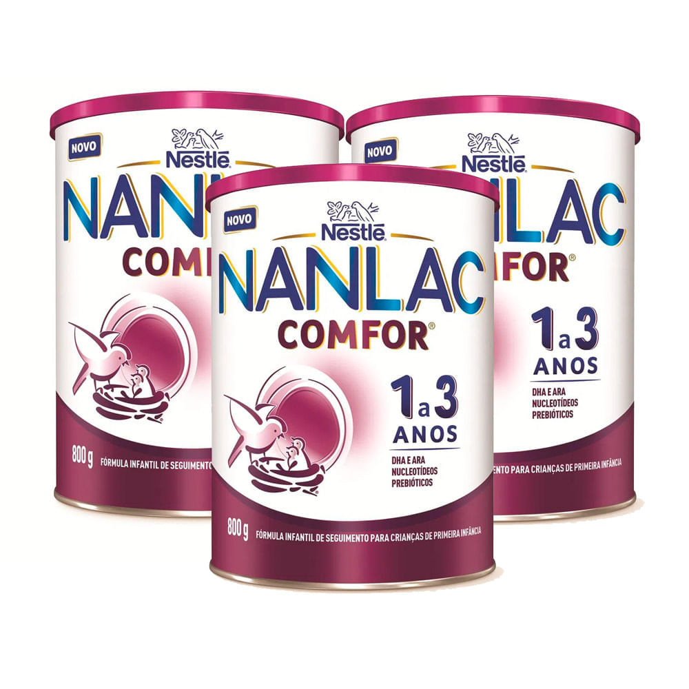 Miniatura Fórmula Infantil NANLAC Comfor 800g | Kit com três unidades
