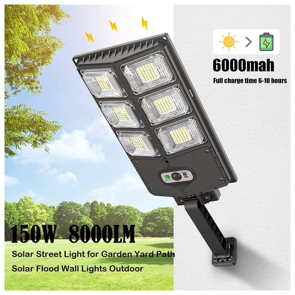 Miniatura Luminária Solar Externa GORLDE 8000 Lumens a Prova dÁgua 150W com 3 Modos de Iluminação e Controle Remoto