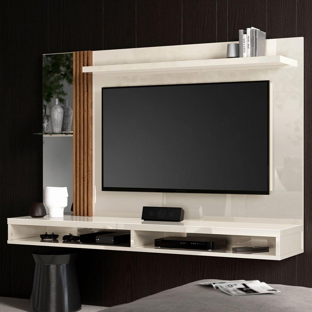 Painel Home Paris Para Tv Até 55" Ripado Com Espelho