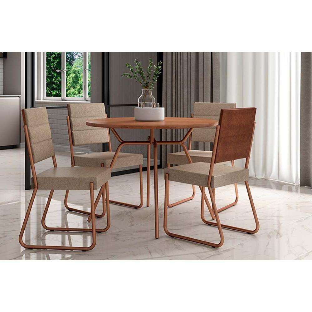 Miniatura Mesa Para Cozinha 1588 Aço C-tampo Madeirado 100cm Freijo C- Rose - Carraro