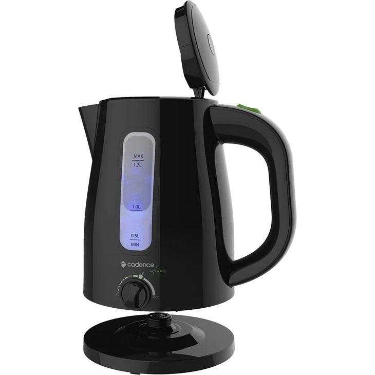 Miniatura Chaleira Elétrica Cadence Infusion, 1,7 Litros, Preta 110 Volts