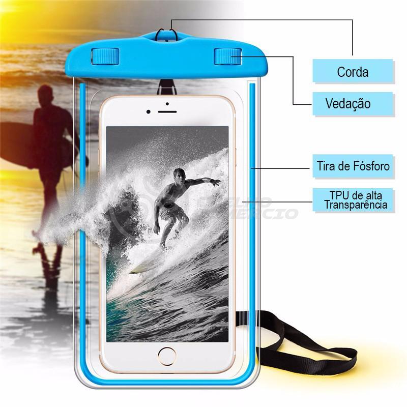 Miniatura Capa Bolsa A Prova Dágua Impermeável Universal Celular Azul