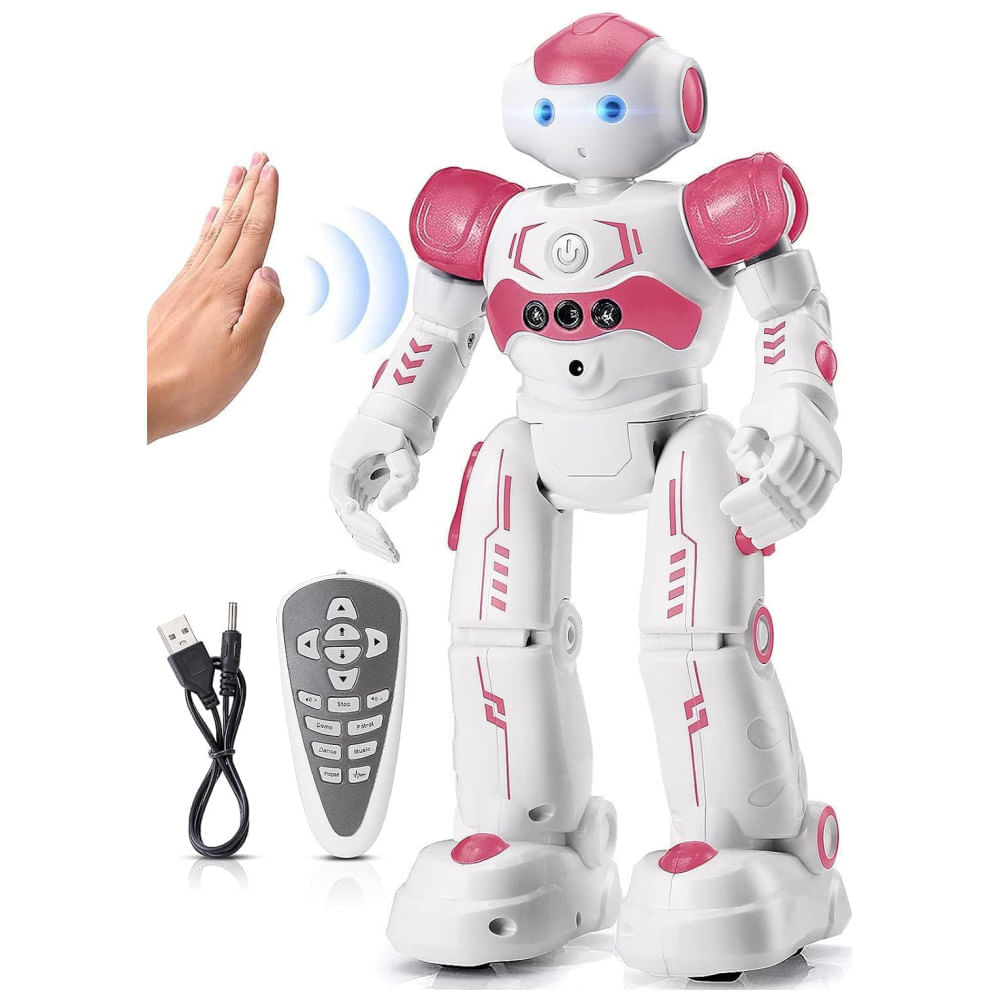 Miniatura Robô KingsDragon RC para Crianças: Controle por Gestos e Sensor Remoto, Ideal para Meninos e Meninas de 3 a 8 Anos, Presente de Aniversário, Cor Rosa.