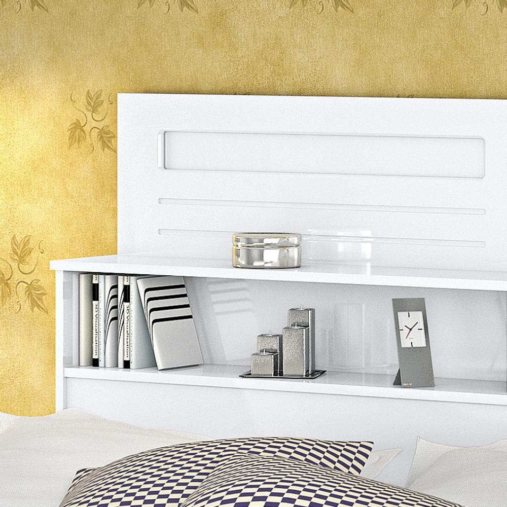 Cabeceira Cama Box Queen 1,60 Florença com Nicho e Espelho - Branco