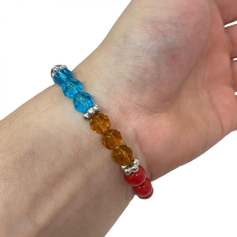 Miniatura Pulseira Sete Linhas Búzios Colorido Com Cristal E Silicone