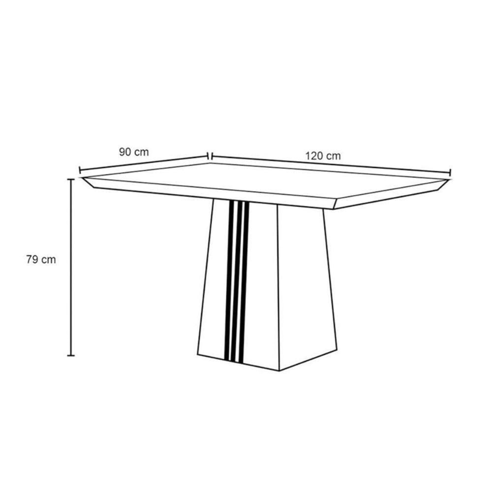 Miniatura Mesa Para Cozinha Italia Com Tampo Madeirado Com Vidro 120x90cm Cedro Off White Dj Móveis