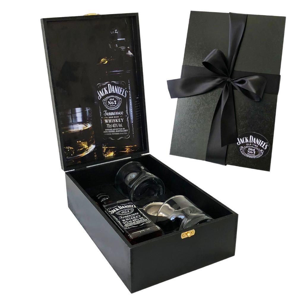 Miniatura Kit Whisky Jack Daniels Presente + 2 Copos Vidro + Dosador