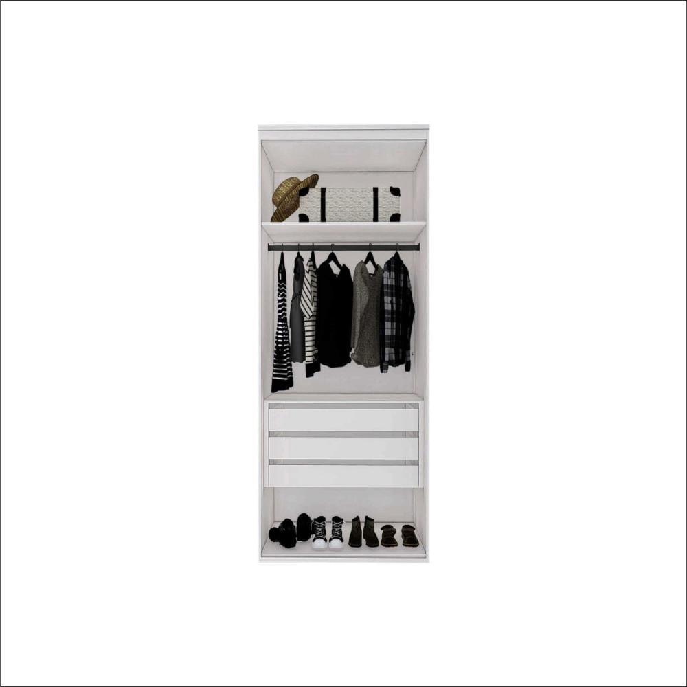 Miniatura Módulo 900mm 2 Portas Espelhadas 3 Gavetas Belmax Branco