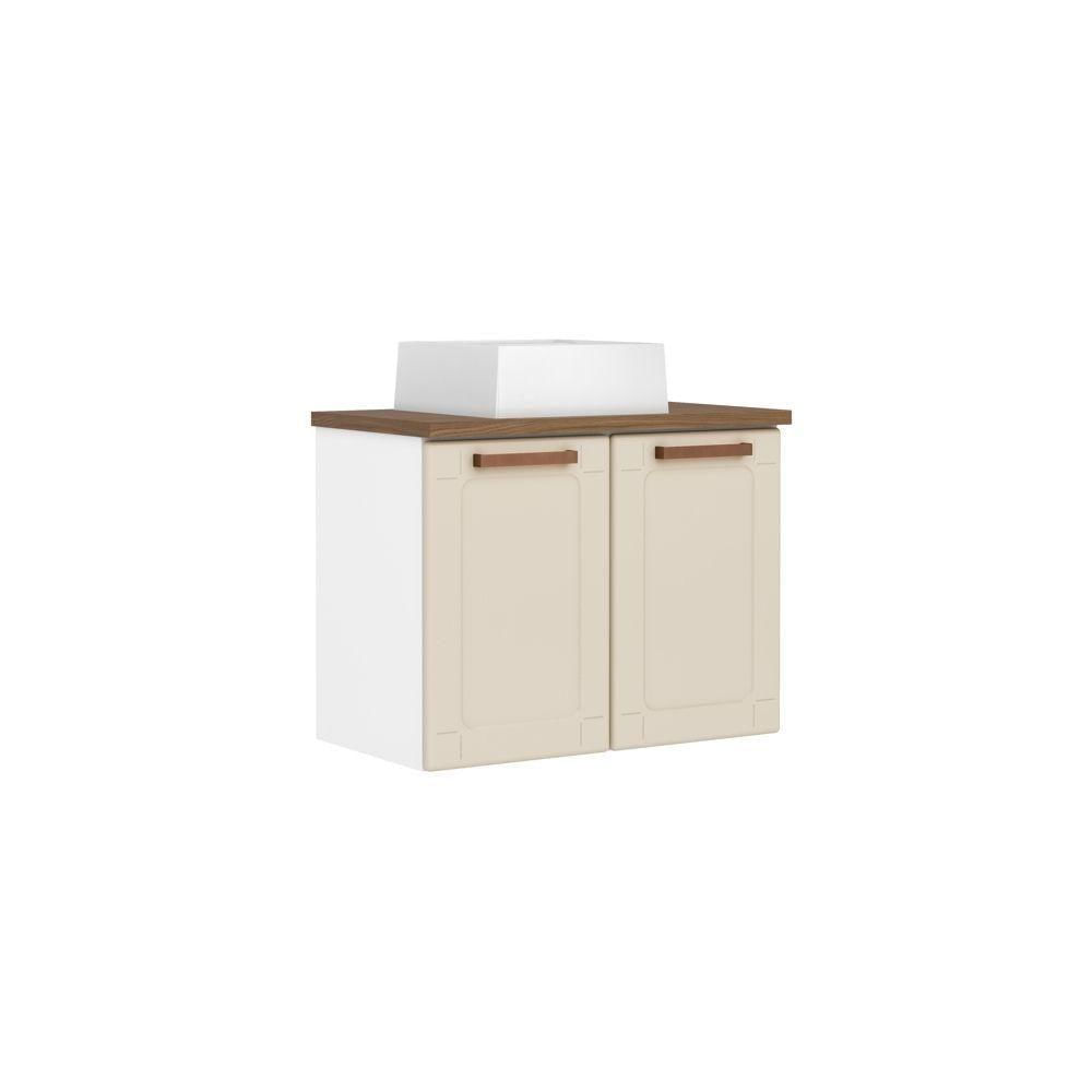 Miniatura Balcão De Aço E Cuba Alta Banheiro 2 Portas Areia Bertolini Areia/Branco