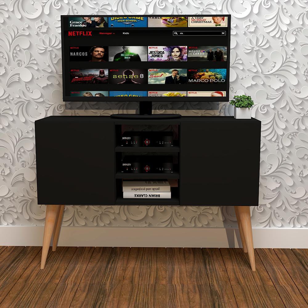 Miniatura Rack Para Tv Com Pés Palito Arapoti Preto - Moveise