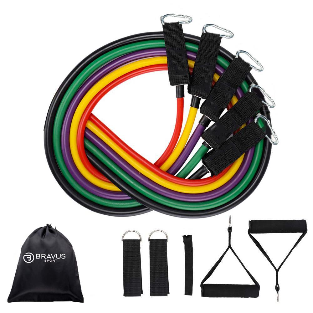 Miniatura Kit Elástico Extensor Tubing Pro 11 Peças Bravus Sport 1,20 - Kit - Média