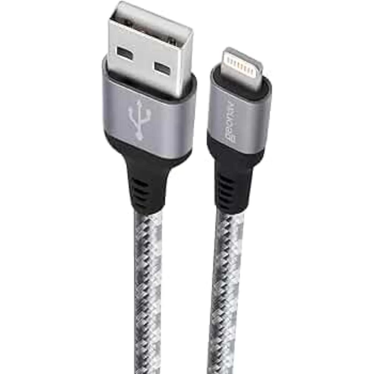 Miniatura Cabo Lightning Geonav 2M Nylon Cinza Ligh08