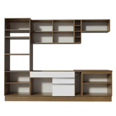 Cozinha Completa Madesa Vicenza com Armário e Balcão Rustic/Branco/Crema Cor:Rustic/Branco/Bronze