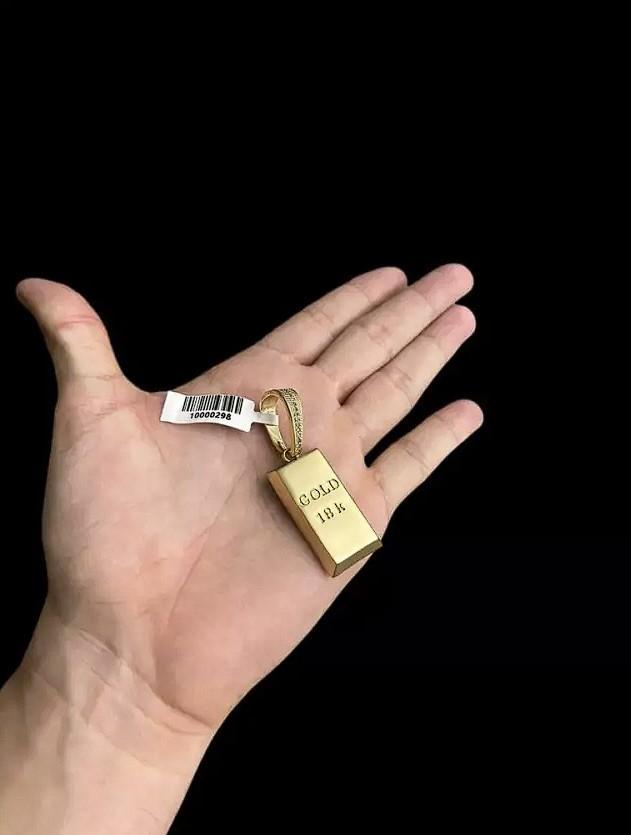Miniatura Pingente Barra De Ouro M - Banhado A Ouro 18K