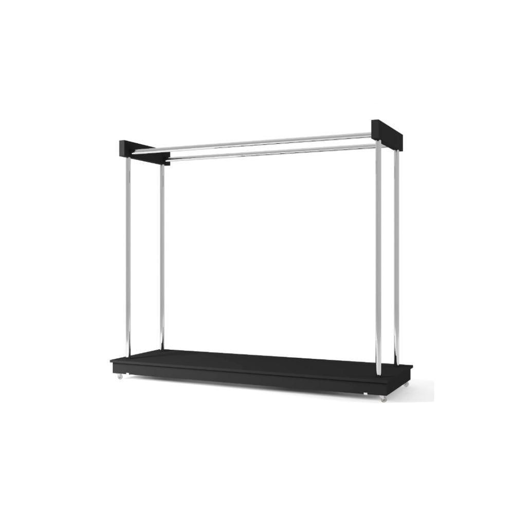 Miniatura Arara Closet Expositor De Roupas Com Rodízios Aço Cromado - Ideal Preto