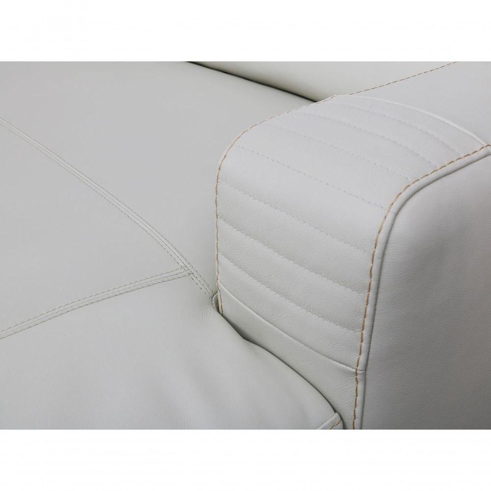 Miniatura Sofá De Couro Com Chaise N.y. 3 Lugares Off White 2,74 M - Mempra