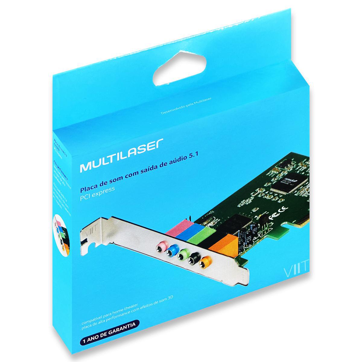 Miniatura Placa De Som Saída De Áudio 5.1 Pci Express Multilaser Ga140