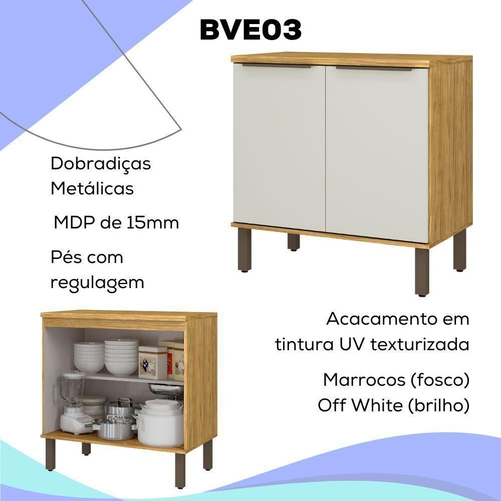 Balcao Com Tampo 80 Cm Mdp 2 Pt Vera Bve03 Marrocos Off White Mxm