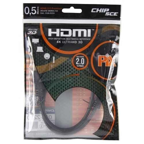 Miniatura Cabo Hdmi 50cm 2.0 19 Pinos Ethernet 4k Ultra Hd 3d 2160p