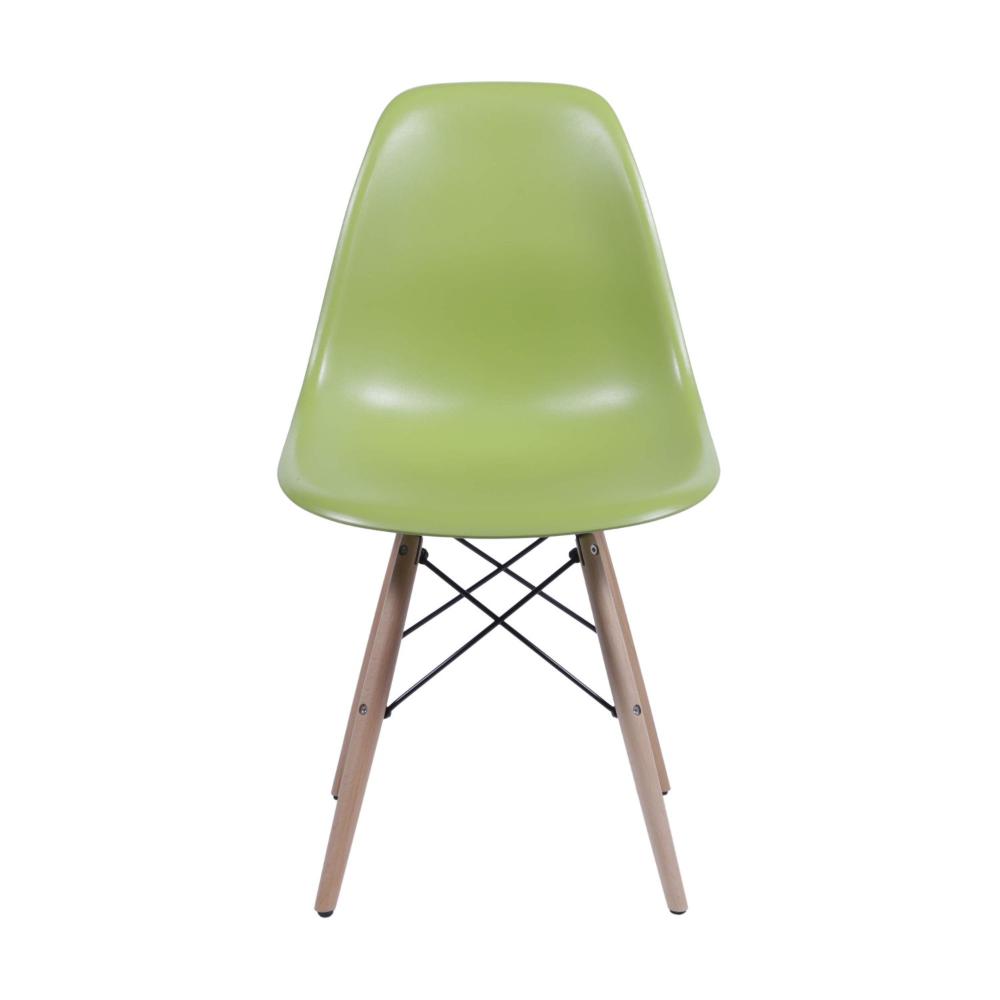 Miniatura Conjunto 4 Cadeiras Eames DKR Base Madeira OR Design Verde