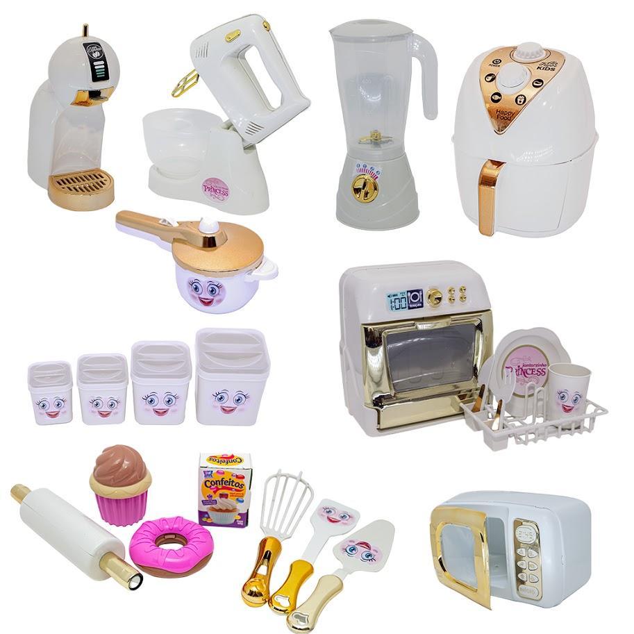 Miniatura Kit Cozinha Princesa Doce Louça Panela Pressão Batedeira 23P