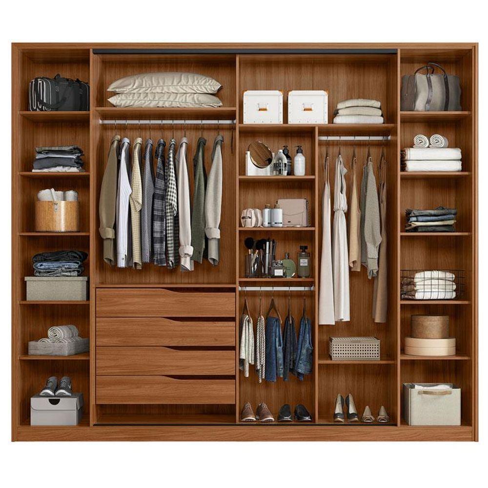 Miniatura Guarda Roupa Casal Laredo Ambiente Nogueira Nude Prime Tx Flex Com Vidro Reflecta Demóbile