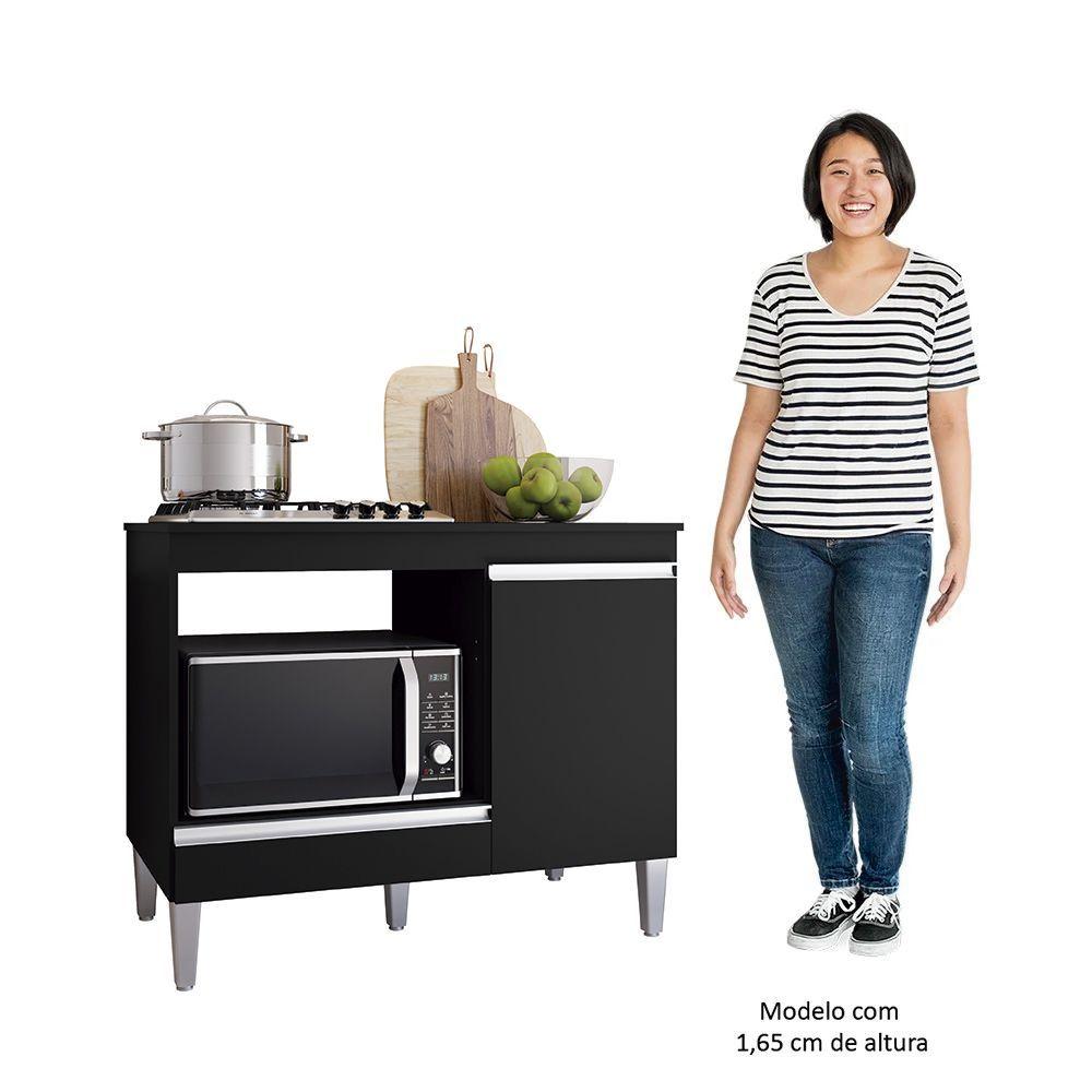 Miniatura Balcão De Cozinha Para Cooktop E Forno Microondas Carla Preto - Ajl Móveis