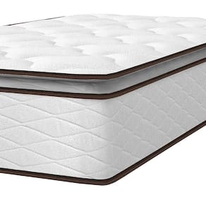 Miniatura Cama Box de Solteiro Umaflex New Itália com Molas Ensacadas e Pillow Top D26 - 63x88x188cm - Branco/Marrom
