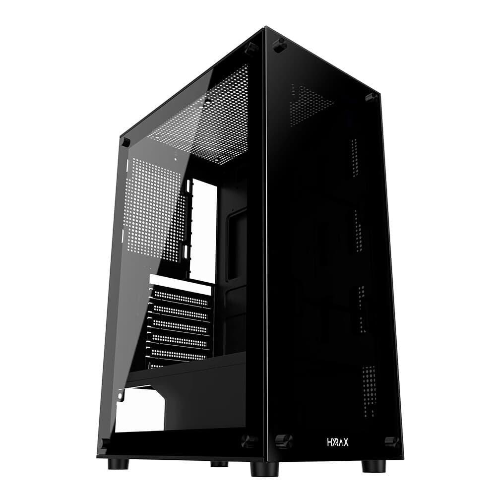Miniatura Gabinete Gamer Hyrax HGB210, Mid Tower, ATX,  Lateral e Frontal em Vidro Temperado, Sem Fans, Preto - HGB210B