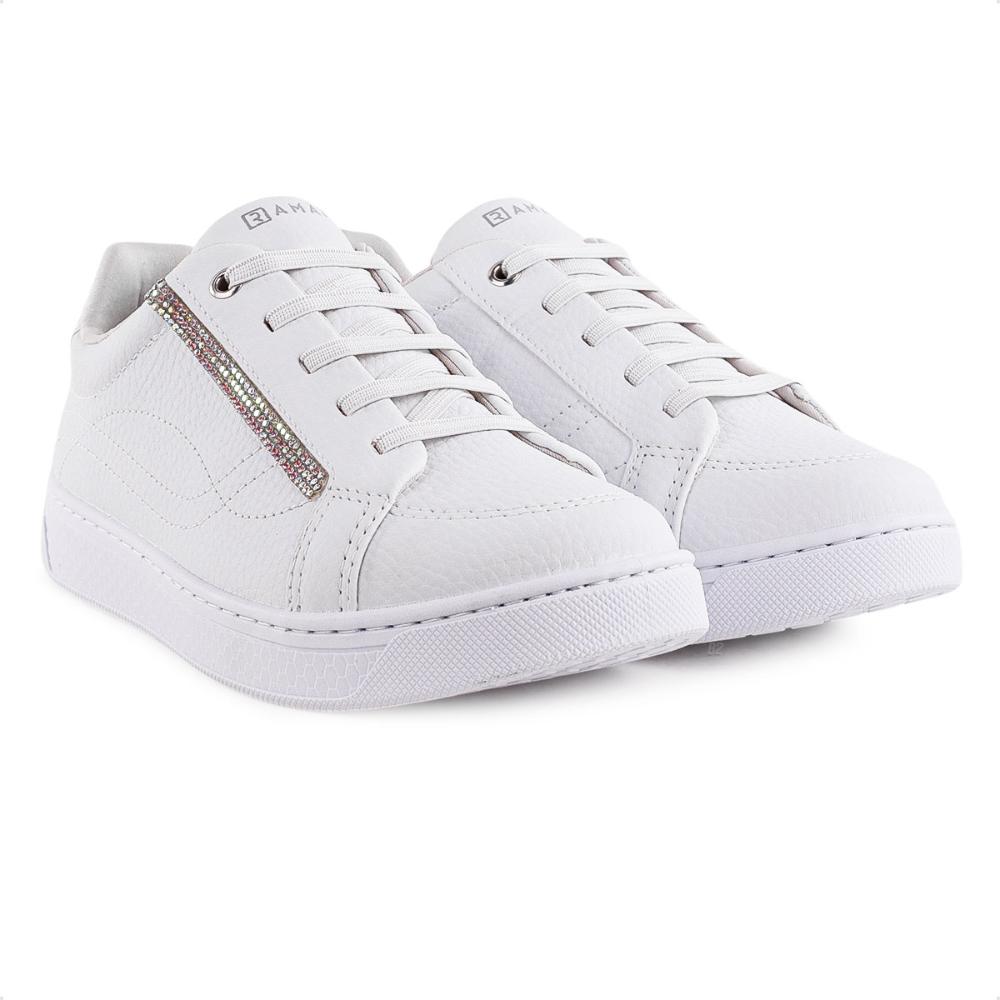 Miniatura Tenis Ramarim Casual Strass Feminino Branco / Cinza - 34