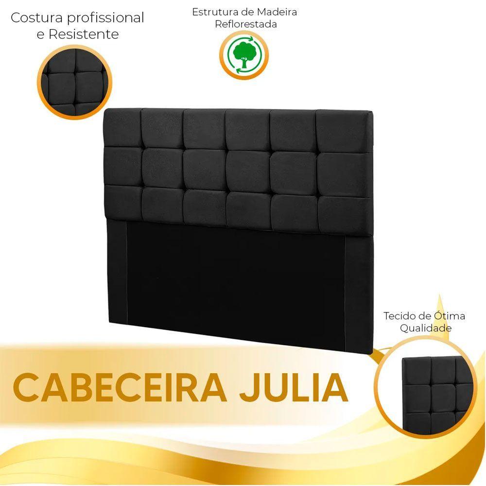 Cabeceira Cama Box Queen 1,60 Estofada Julia Veludo Preto Star Confort Preto