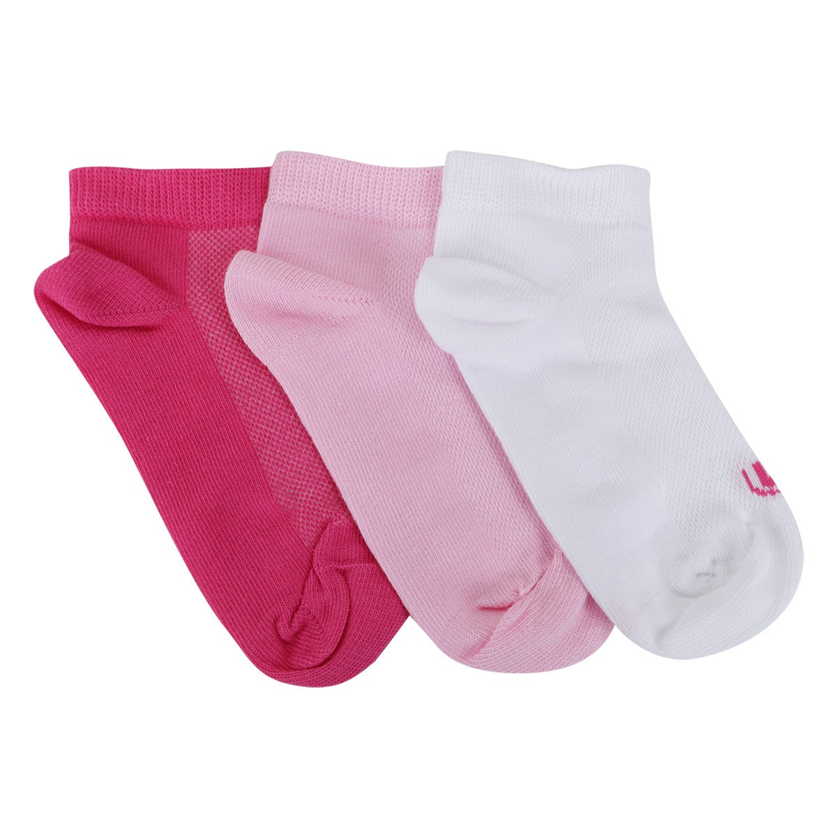 Miniatura Kit Meia Infantil Lupo Básico Cano Baixo 3 Pares Rosa+Branco - 30/35