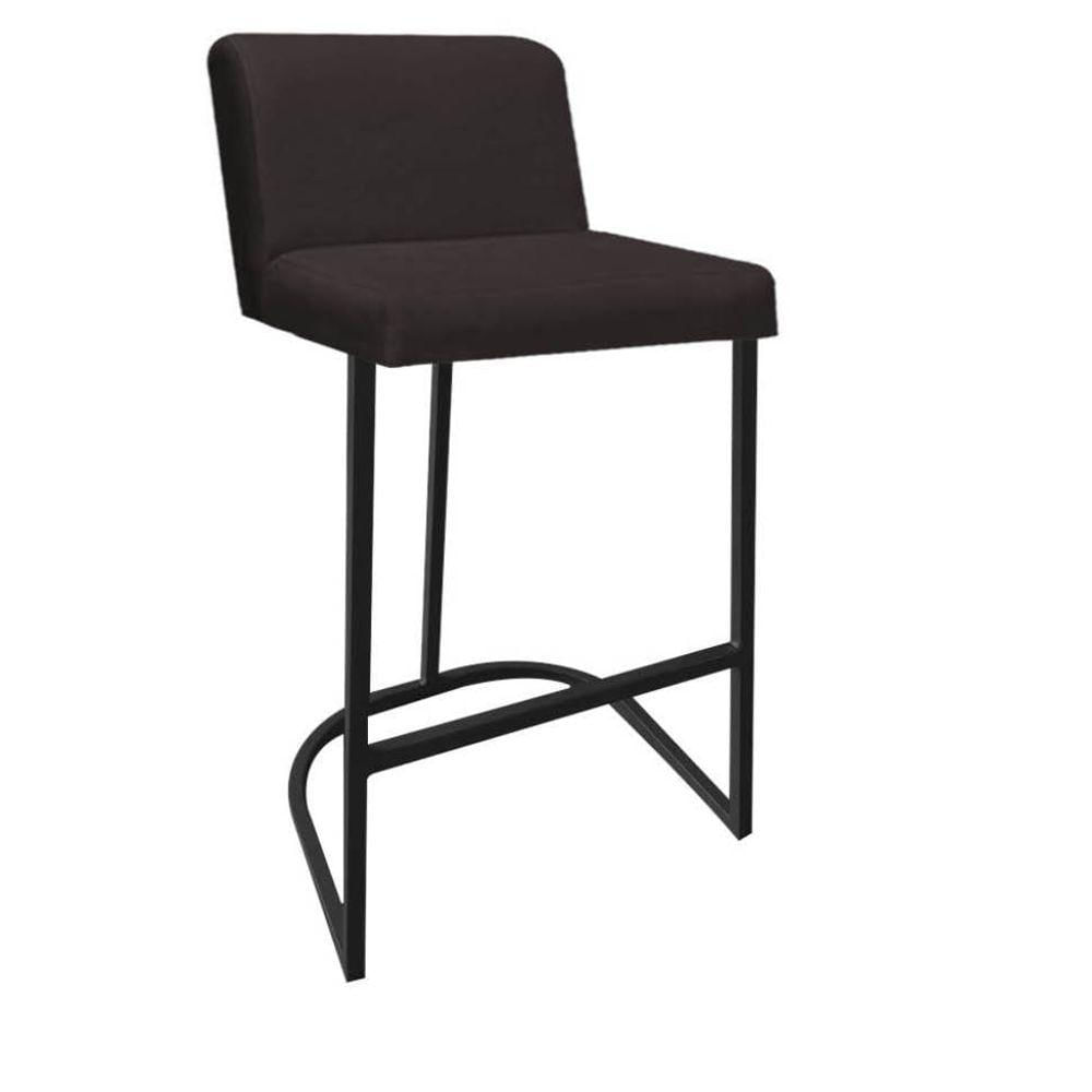 Miniatura Banqueta Com Encosto Noah Luxo Confort Bistrô Cozinha Ferro Preto Suede Marrom - Amey Decor