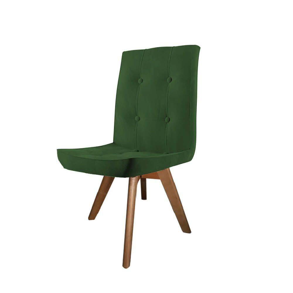 Miniatura Conjunto 03 Cadeira De Jantar Drop Com Botão Base Giratória Castanho Suede Verde
