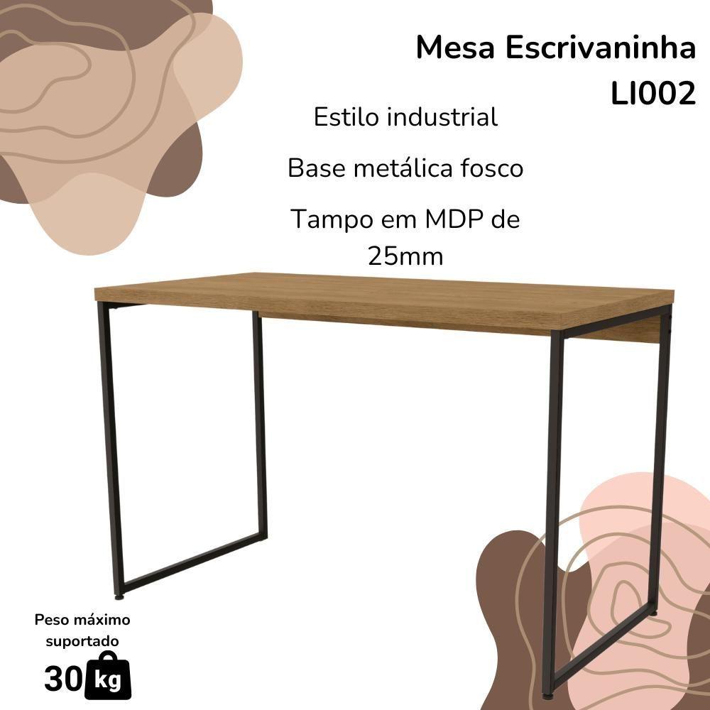 Miniatura Mesa Escrivaninha Escritorio 118 Cm Li002 Freijo Preto Fosco Kpb