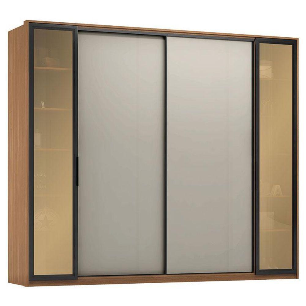 Miniatura Guarda Roupa Casal Laredo Amêndola Touch Nude Prime Flex Com Portas De Vidro Reflecta - Demartez