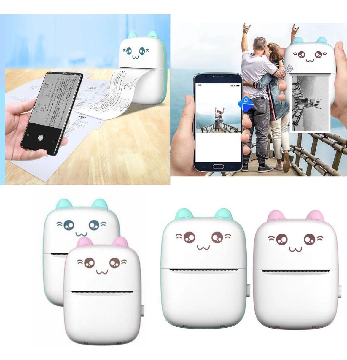 Miniatura Mini Impressora Premium Termica Recarregavel Portatil Printe