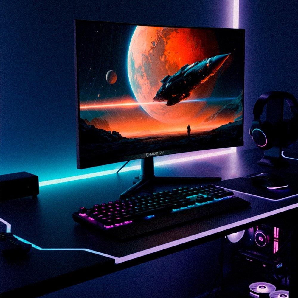 Monitor Gamer Curvo Husky Boreal 27", FHD, 180Hz, 1ms, Adaptive Sync, VA, DisplayPort e HDMI, HDR - HMG00527PT