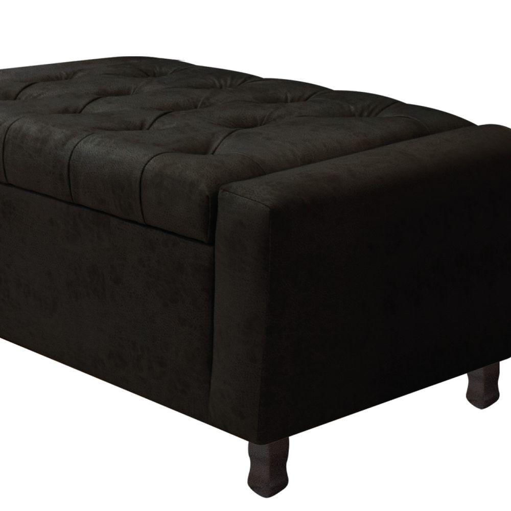 Miniatura Calçadeira Baú King Everest P02 195cm Para Cama Box Suede Preto