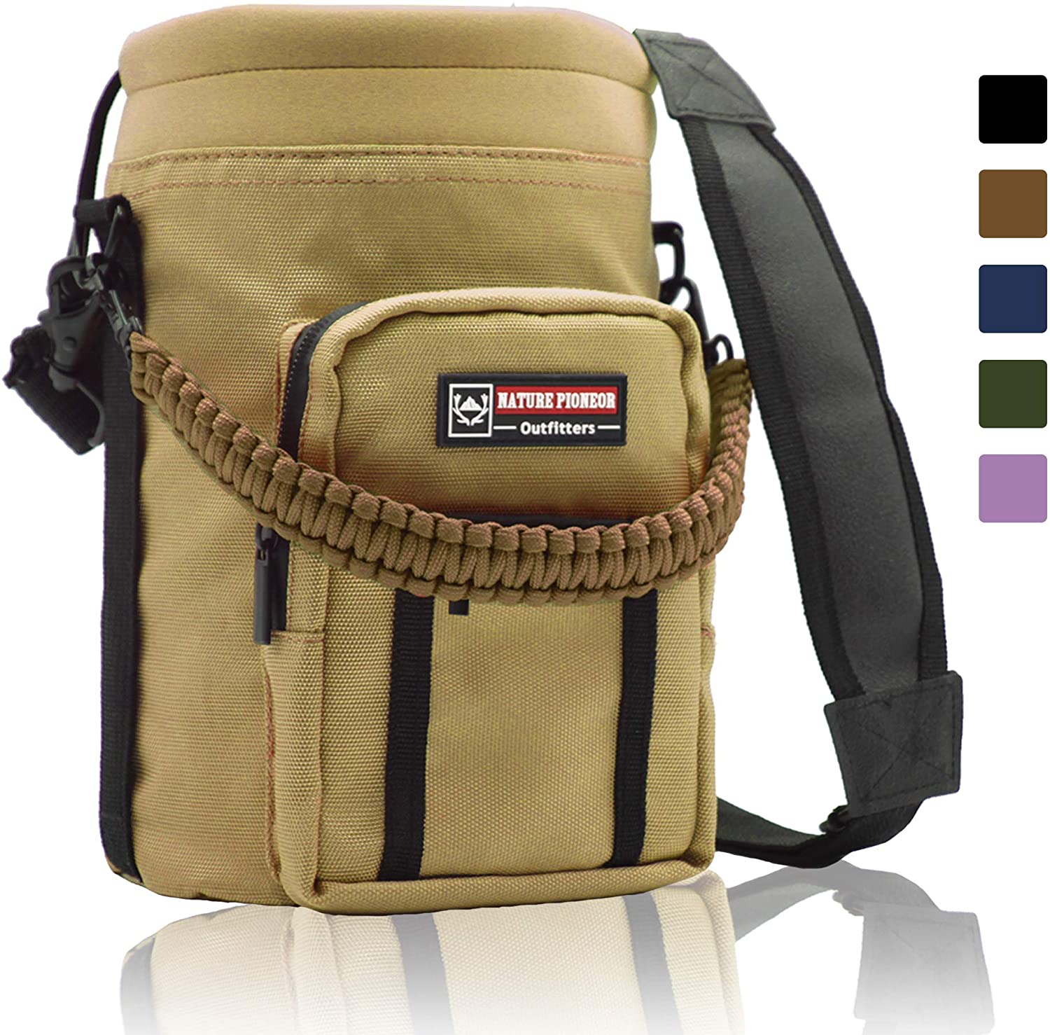 Miniatura NATURE PIONEOR Bolsa Térmica para Garrafa 1L com Alça para T ransporte e Bolsos Garrafa não incluída Marrom